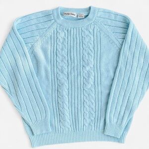 Vintage Prestige Global Pastel Blue Acrylic Knit Sweater